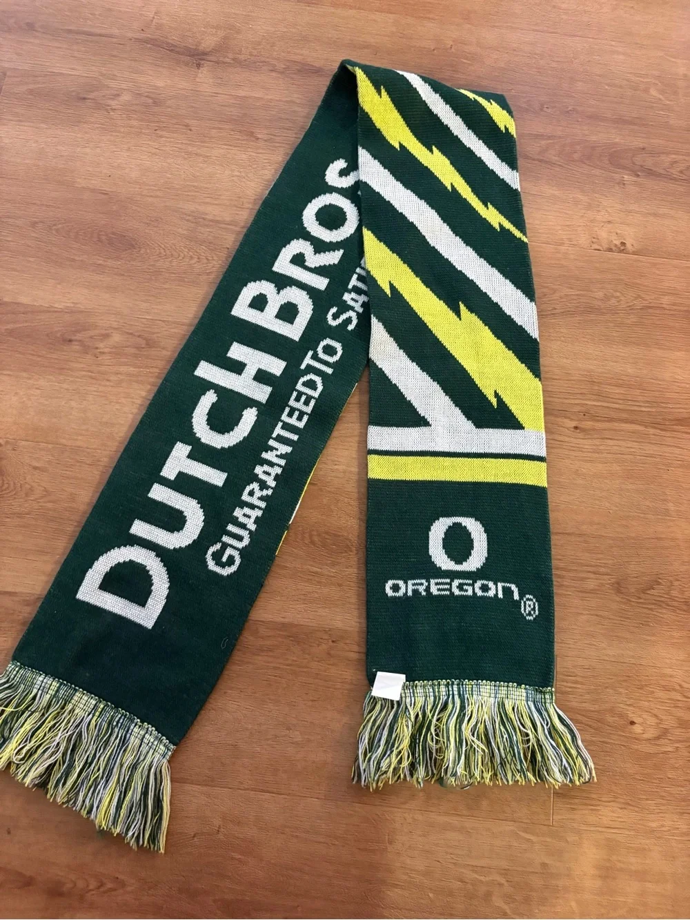Dutch Bros x University of Oregon Knit Scarf with Lightning Stripes